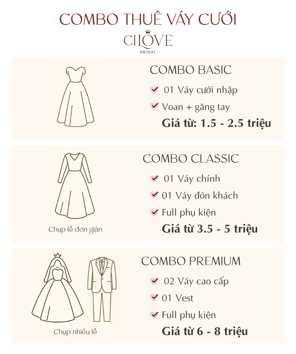 Giá combo thuê váy cưới