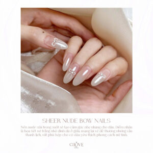 Mẫu Nail Nude Trong Họa Tiết Nơ