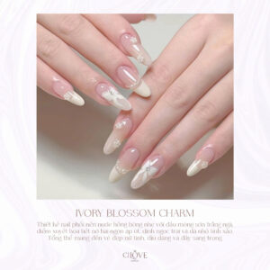 Nail Trắng Ngà Hoa Mềm Dịu
