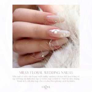 Mẫu Nail Hoa Trắng Nền Sữa