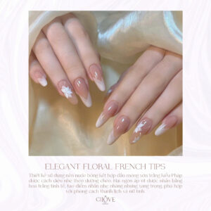 Mẫu Nail French Hoa Thanh Lịch Cho Cô Dâu