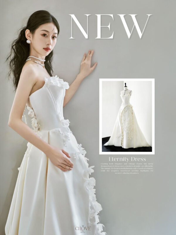 Váy cưới công chúa không tay hoa nổi – Thanh lịch & thời thượng